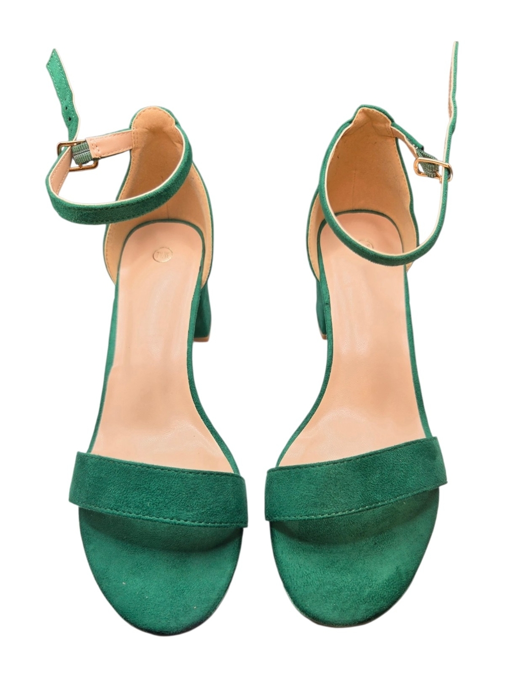 Mysoft Green Suede Ankle Strap Block Heel Sandals Shoes Size 7.5W - Picture 2 of 8